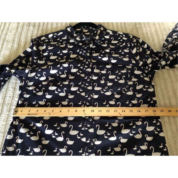 Womens Banana Republic Navy Swan Classic Fit Button Up Blouse SZ S - Picture 9 of 12